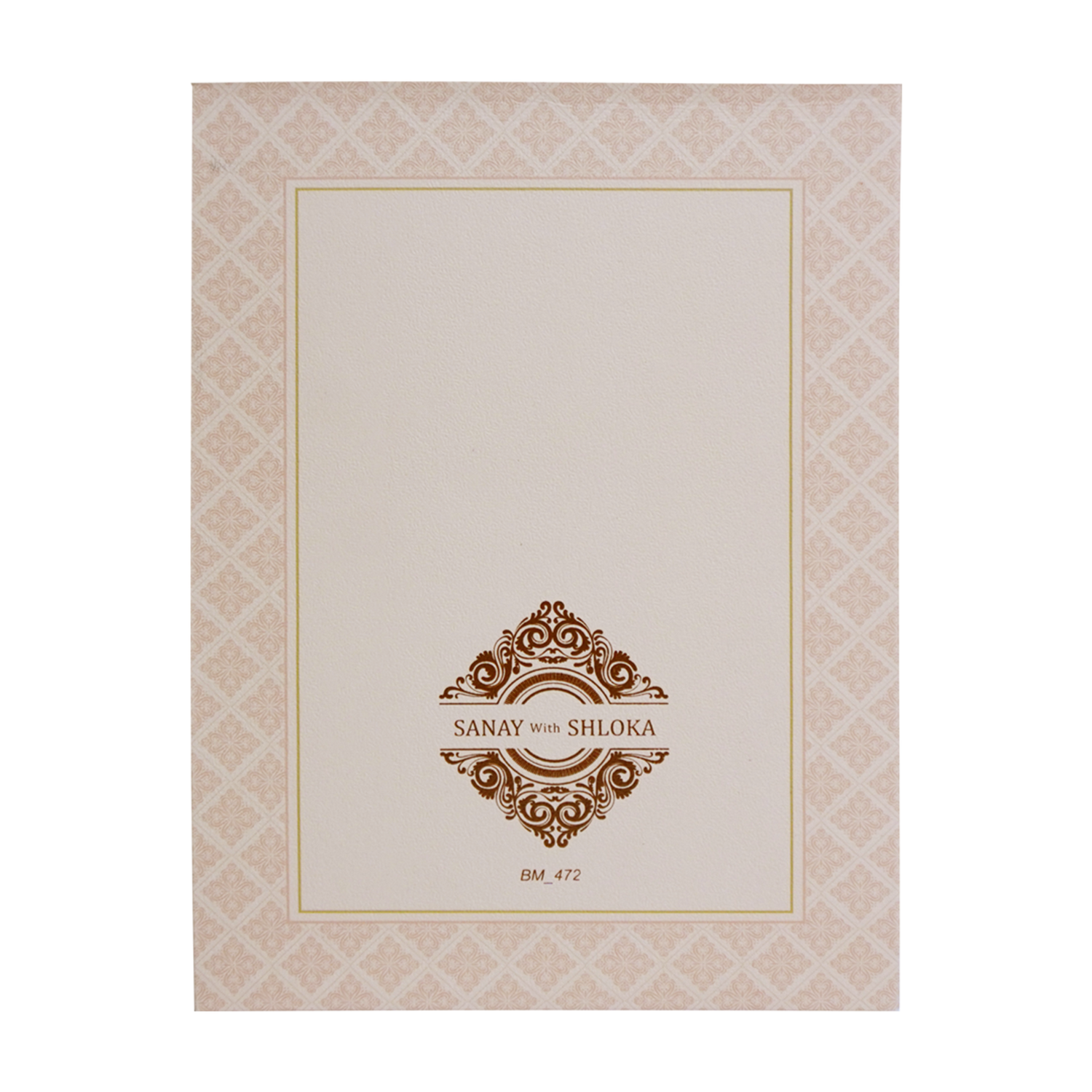 Peach Padded Nameplate Wedding Card-KBM04720