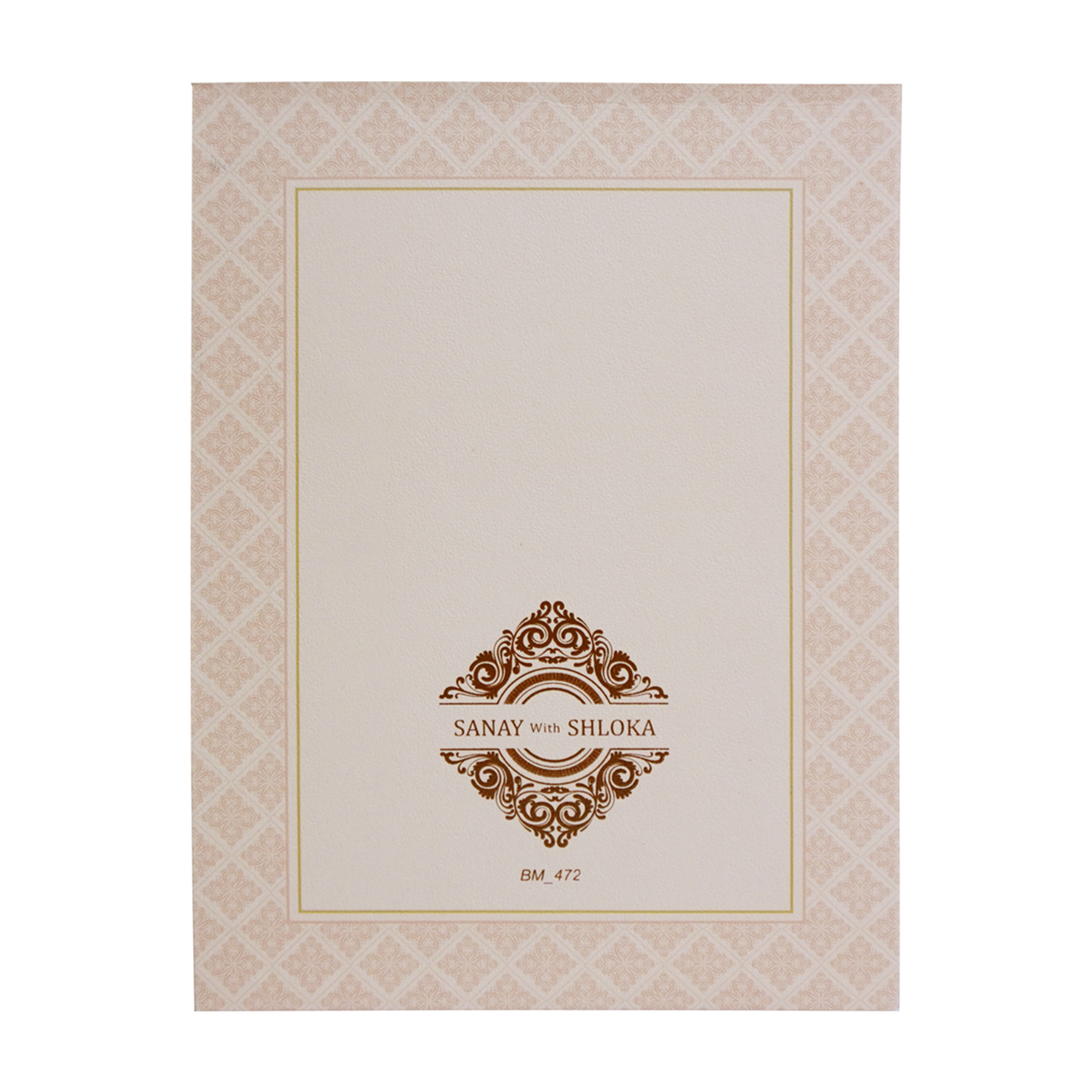 Peach Padded Nameplate Wedding Card-KBM04720