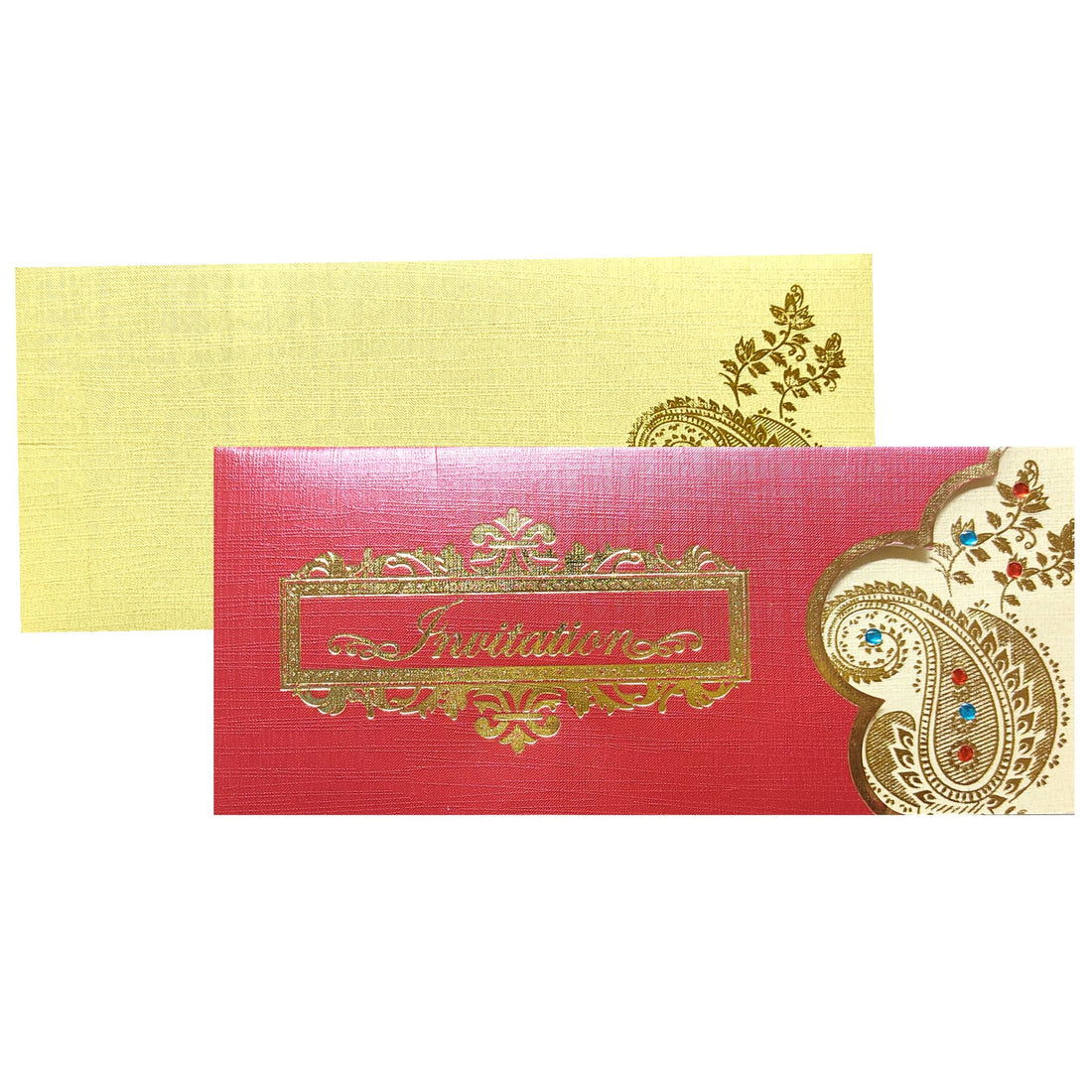 Royal Red Shading With Gold Foiling Personal Wedding Card - KNKSP730