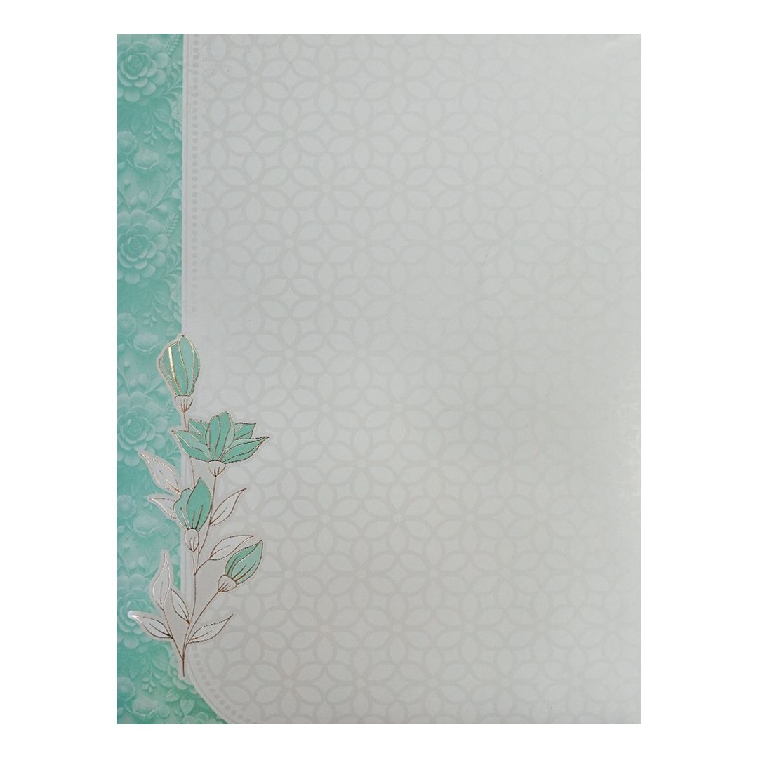 Buy White Blue Floral Embossed Wedding Card