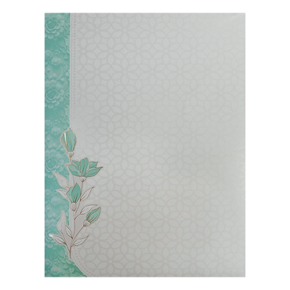 Buy White Blue Floral Embossed Wedding Card