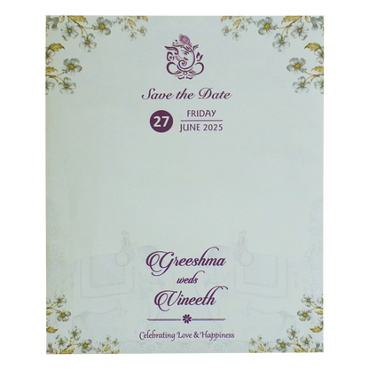 Light Blue Floral Wedding Card-KVN06950