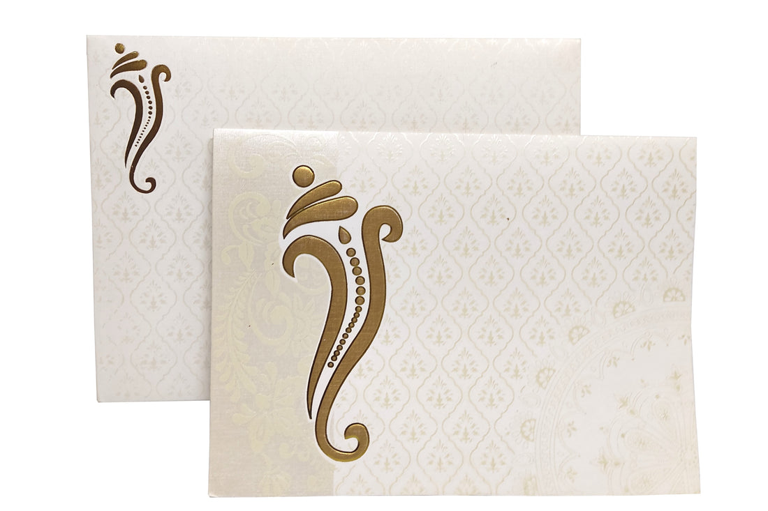 White Ganesha Invitation Card-KNND5540G