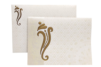 White Ganesha Invitation Card-KNND5540G