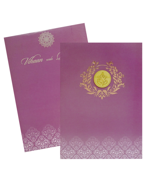 Crepe Pink Padded Wedding Card-King of Cards