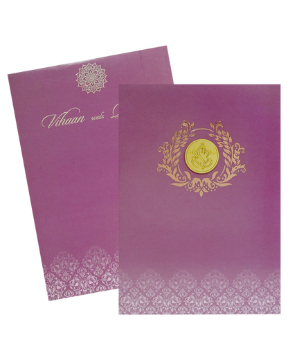 Crepe Pink Padded Wedding Card-King of Cards