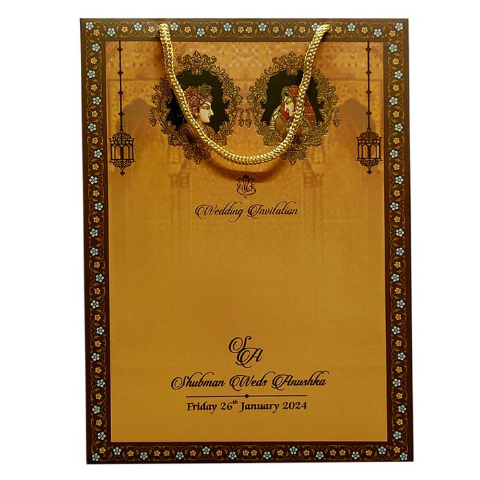 Brown Traditional Padded Wedding Invitation-King of Cards