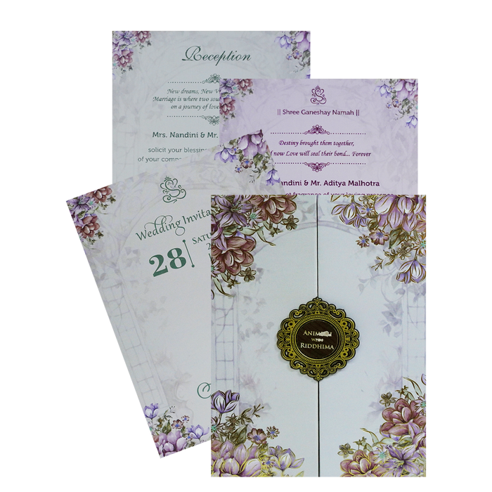 Ivory Grey Padded Invitation-KVN07070