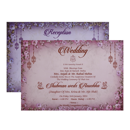 Light Blue Padded Wedding Invitation Card-KRB8240
