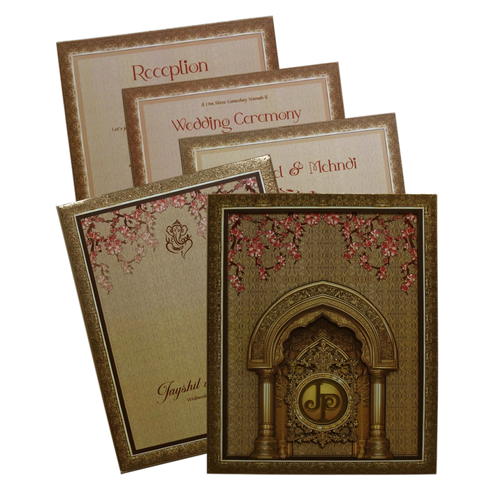 Cream Premium MDF Pop up Wedding Invitation-King of Cards