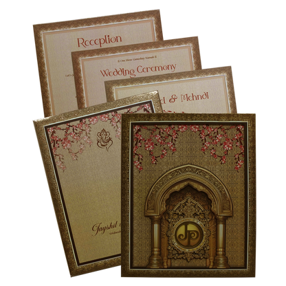 Cream Premium MDF Pop up Wedding Invitation-King of Cards