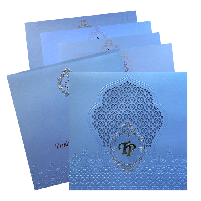 Light Blue MDF Invitation-King of Cards