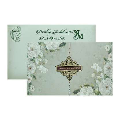 Grey Floral Padded Wedding Card-KSH72300
