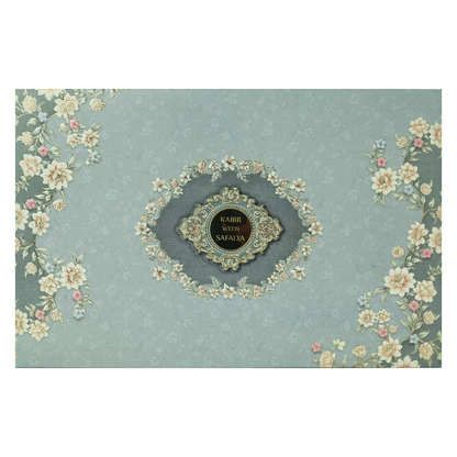 Blue Floral Padded Wedding Card-KSSC2450