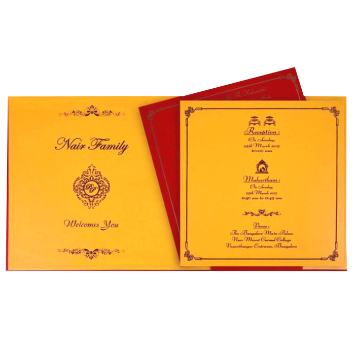 Dazzling Red Shading With Floral Theme Wedding Card - KNK3277-King of Cards