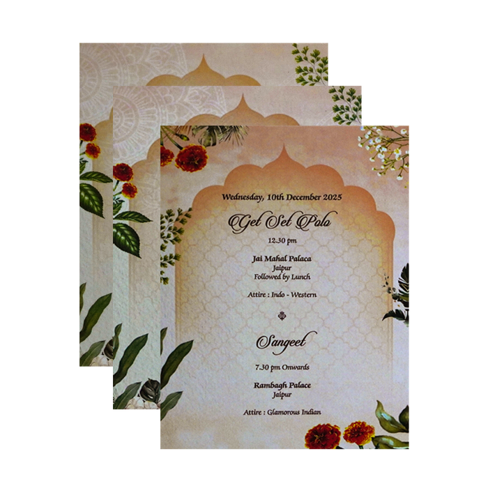 Cream Padded Wedding Card-King of Cards