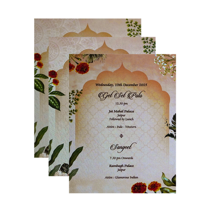 Cream Padded Wedding Card-King of Cards