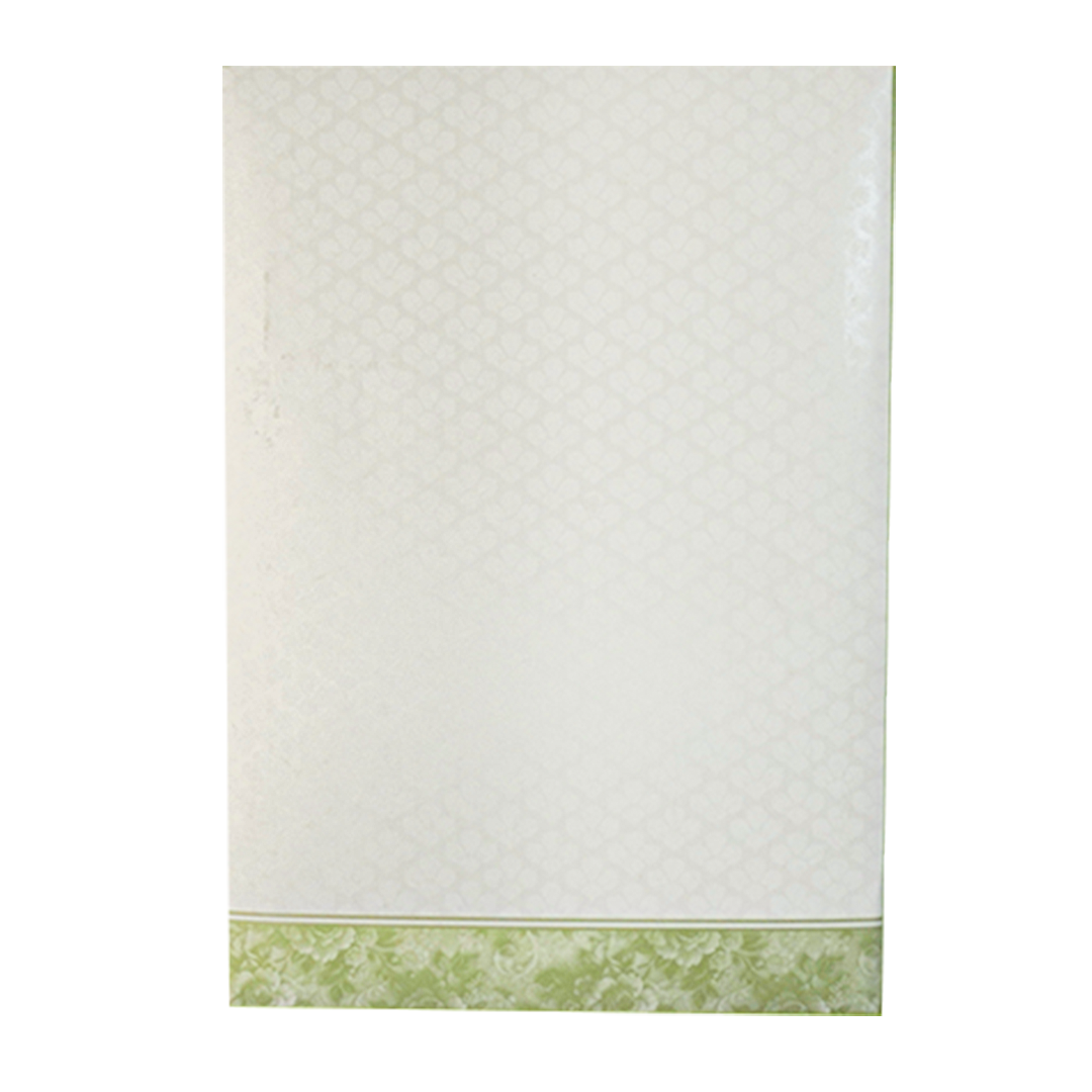 White and Green Ganesha Floral Wedding Card-KNAI2201