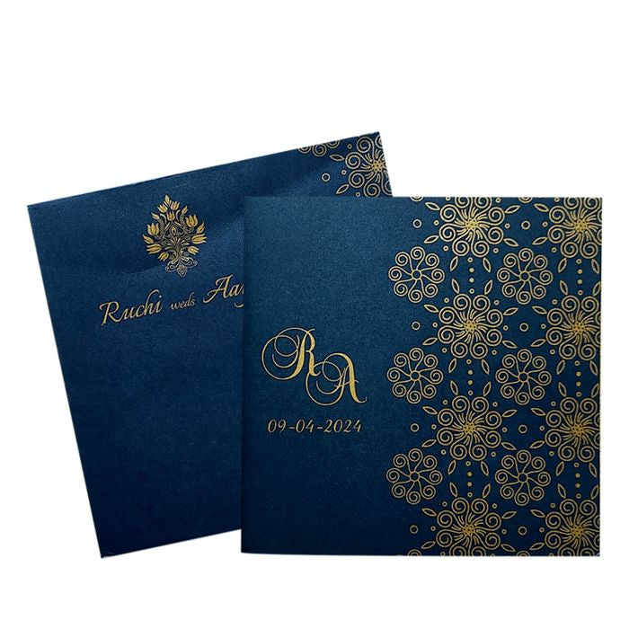 Dark Blue Gold Design Invitation-King of Cards