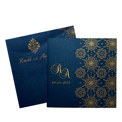 Dark Blue Gold Design Invitation-King of Cards