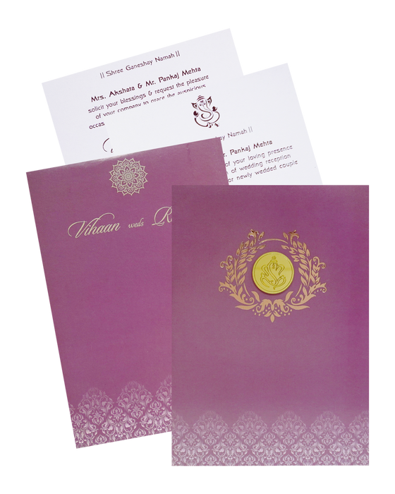 Crepe Pink Padded Wedding Card-King of Cards