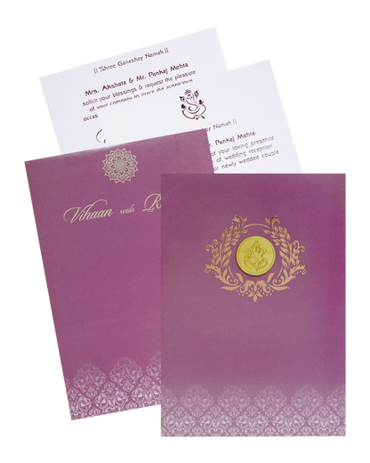 Crepe Pink Padded Wedding Card-King of Cards