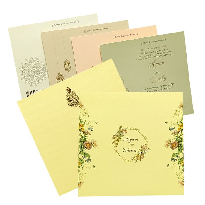 Cream Pink Floral Invitation Card-King of Cards