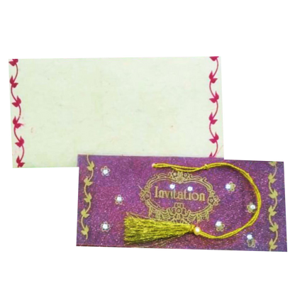 Selling White with red border  personal envelope with purple and gold invitation card online. Buying invitation cards made easy with King of Cards! &amp;