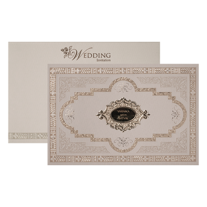 Mauve Gold Floral Padded Wedding Card-KSSC2350