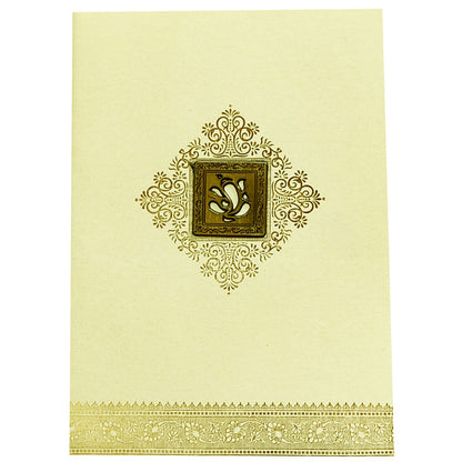 Cream Metallic Gallant Floral Design With Square Ganesha-KNCM15CG