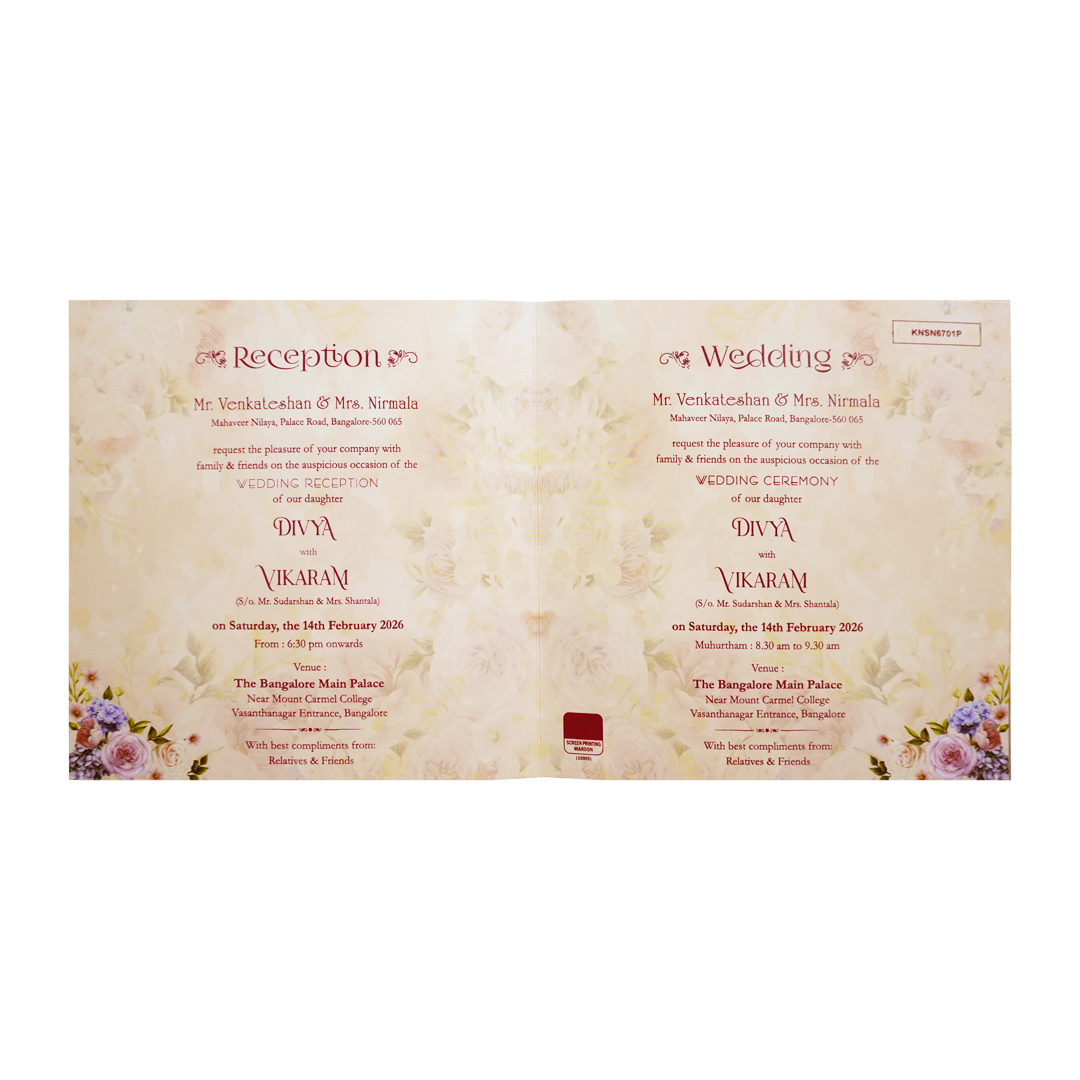 Pastel Pink Floral Sonnet Offset Print Design With Name Plate-KNSN6701P