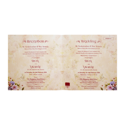 Pastel Pink Floral Sonnet Offset Print Design With Name Plate-KNSN6701P-King of Cards