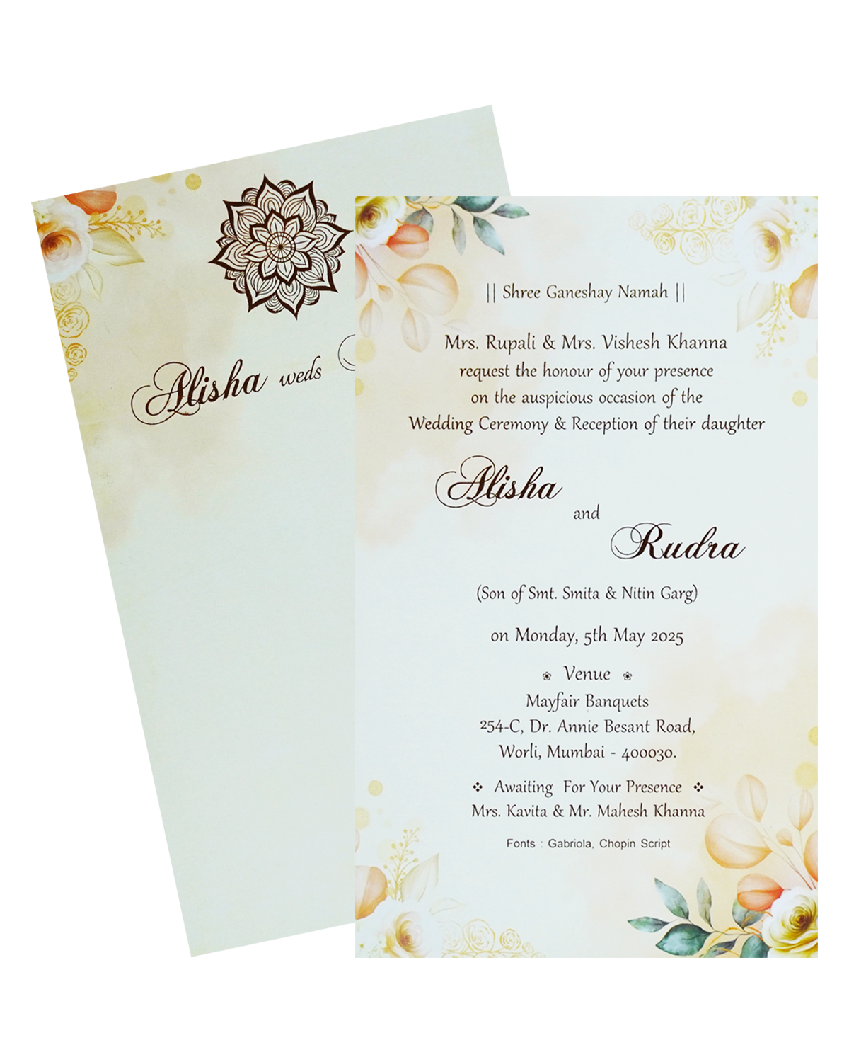 Cream Floral Single Card-KRCS7280