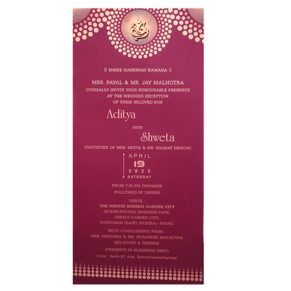 Dark Raspberry Single Wedding Card-KRCS7101