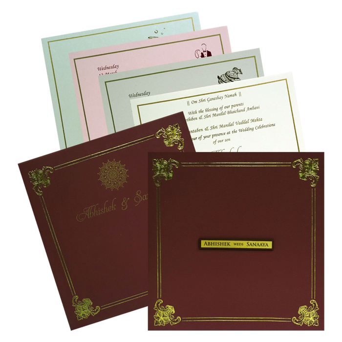 Dark Red Floral Box Wedding Card-King of Cards