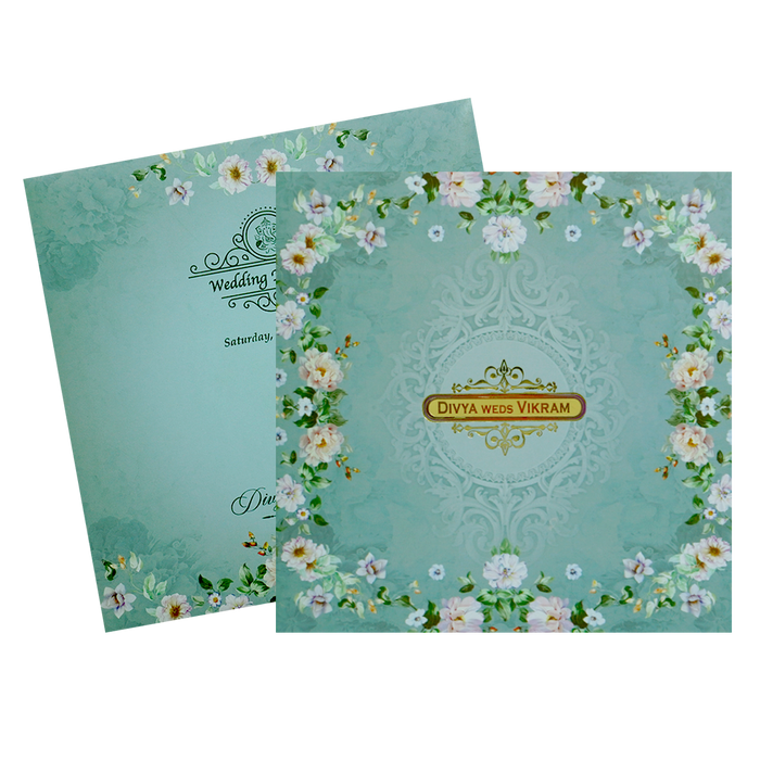 Berry Blue Floral Offset With Name Plate-KNKBY5407-King of Cards