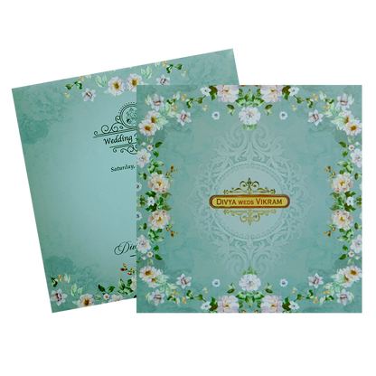 Berry Blue Floral Offset With Name Plate-KNKBY5407-King of Cards