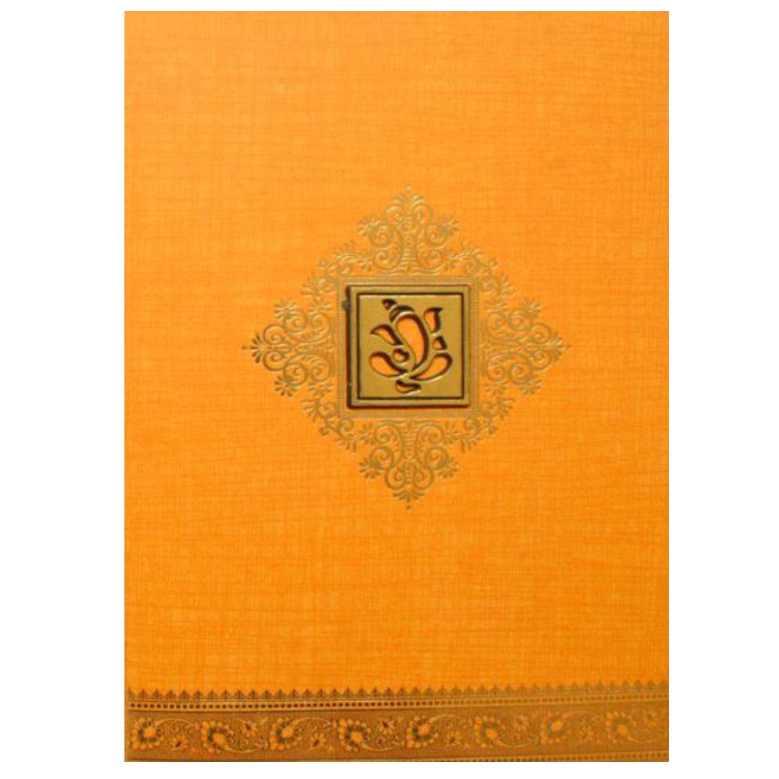 Orange Metallic Chivalrous Gold Design With Ganesha-KNCM15OG