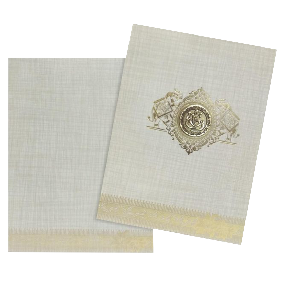 Cream Gold Foil Elephant Wedding Card-KNK5021S