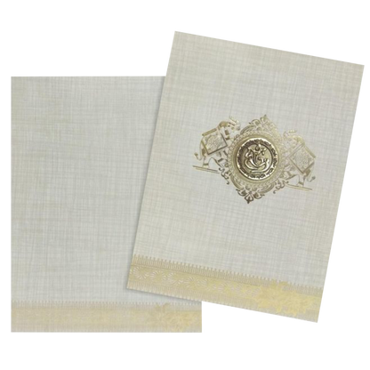 Grey Jumbo Metallic Elephant Design With Gold Foiling-KNK5021G-King of Cards