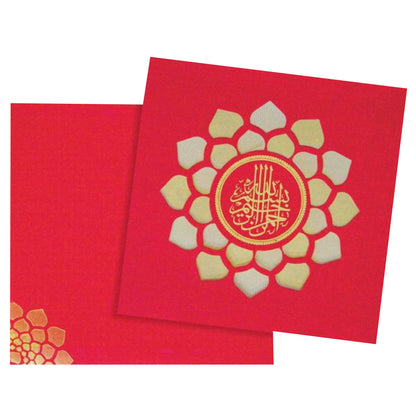 Red Floral Die Cut Invitation Card-KNK43364
