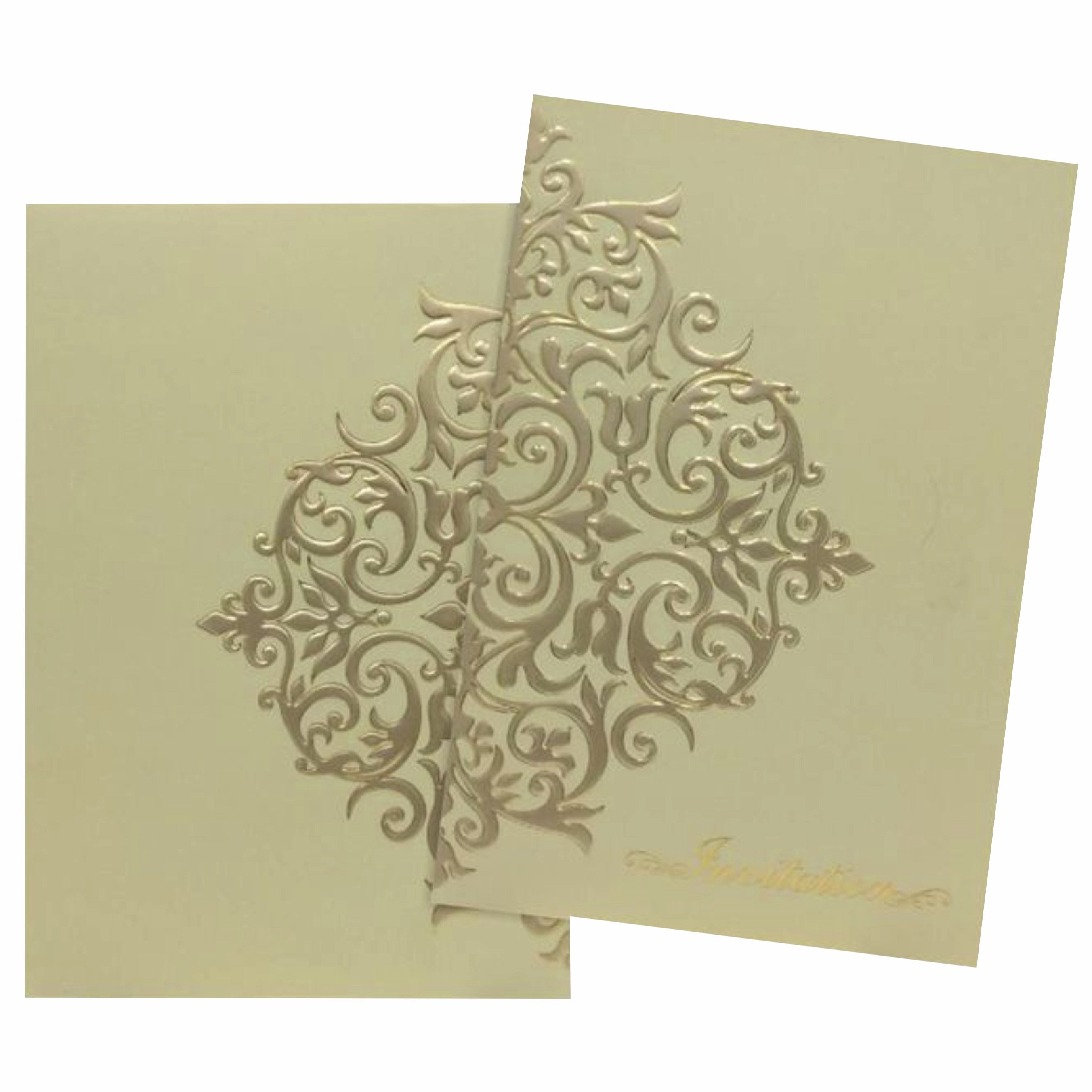 Embossed Gold Foiling Floral Design Wedding Card - KNK30322