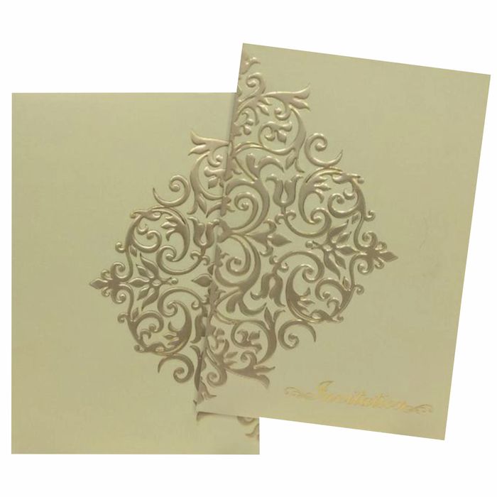 Embossed Gold Foiling Floral Design Wedding Card - KNK30322-King of Cards