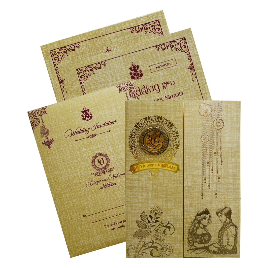 Mustard Yellow Door Style Wedding Card-KNCM41BR