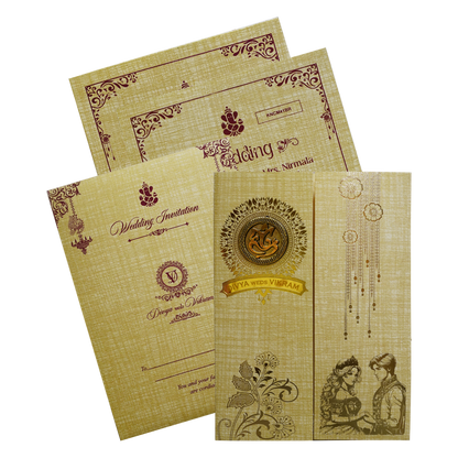 Mustard Yellow Door Style Wedding Card-KNCM41BR