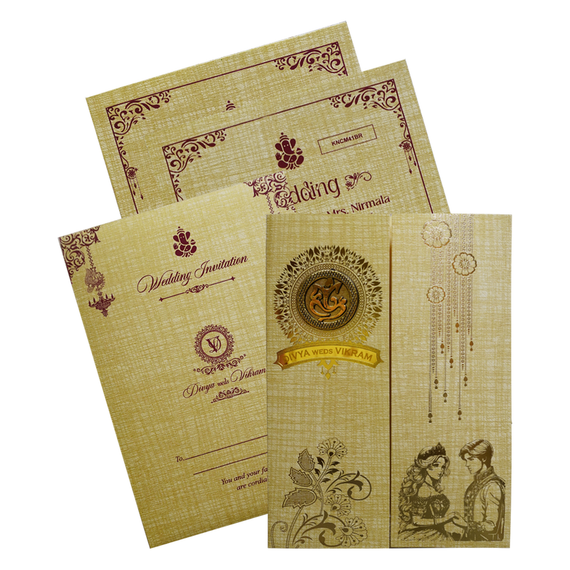 Mustard Yellow Door Style Wedding Card-KNCM41BR