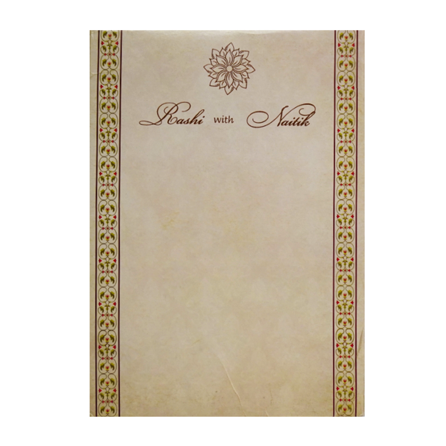 Cream floral Nameplate Padded Invitation Card-KRC30610