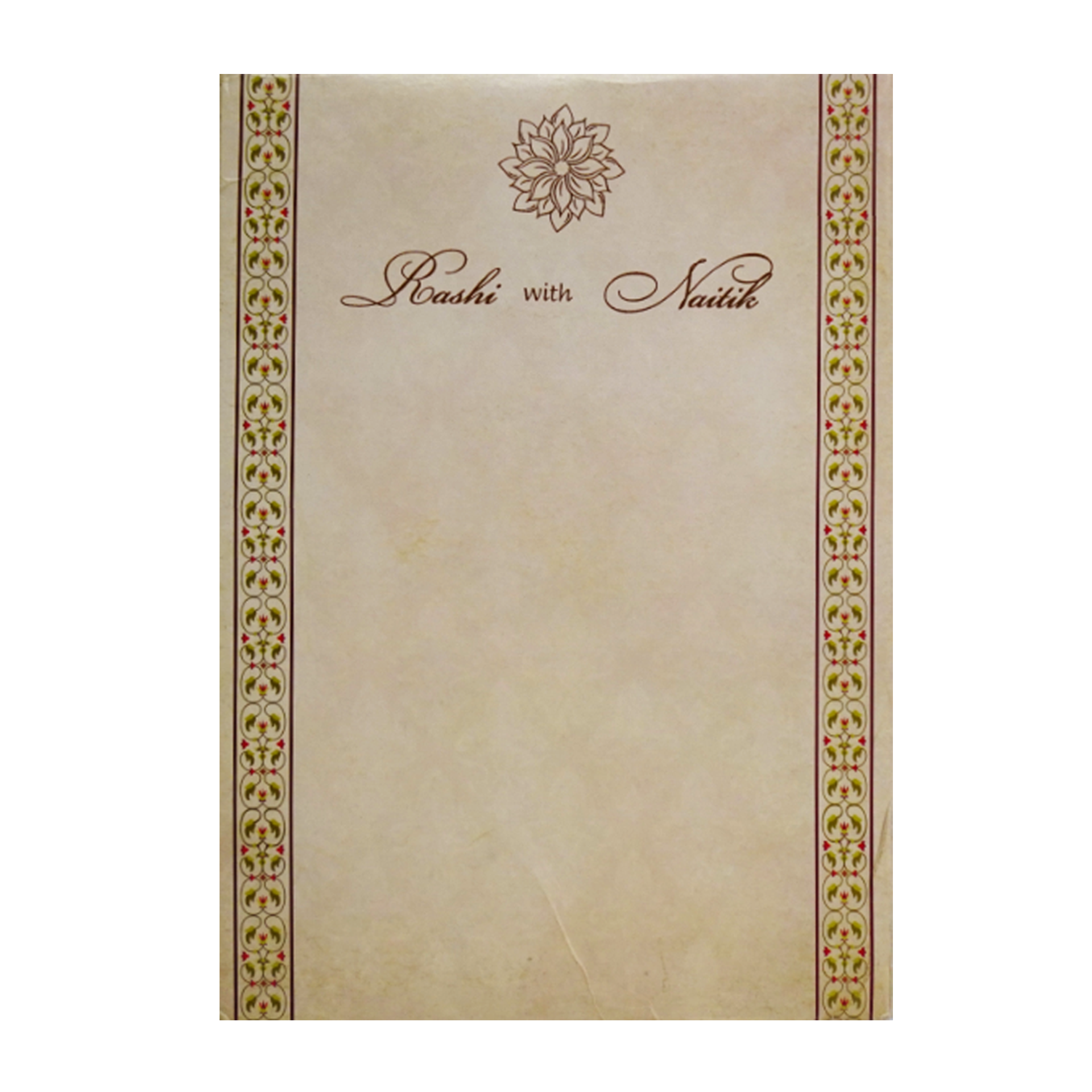 Cream floral Nameplate Padded Invitation Card-KRC30610