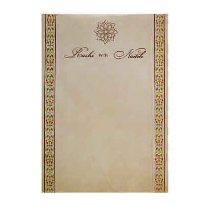Cream floral Nameplate Padded Invitation Card-KRC30610