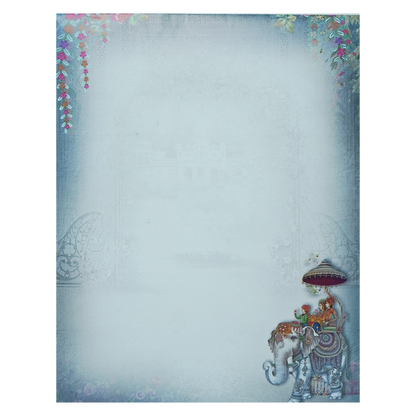 Blue Royal  Elephant Baraat Wedding Card-KNKJ1153